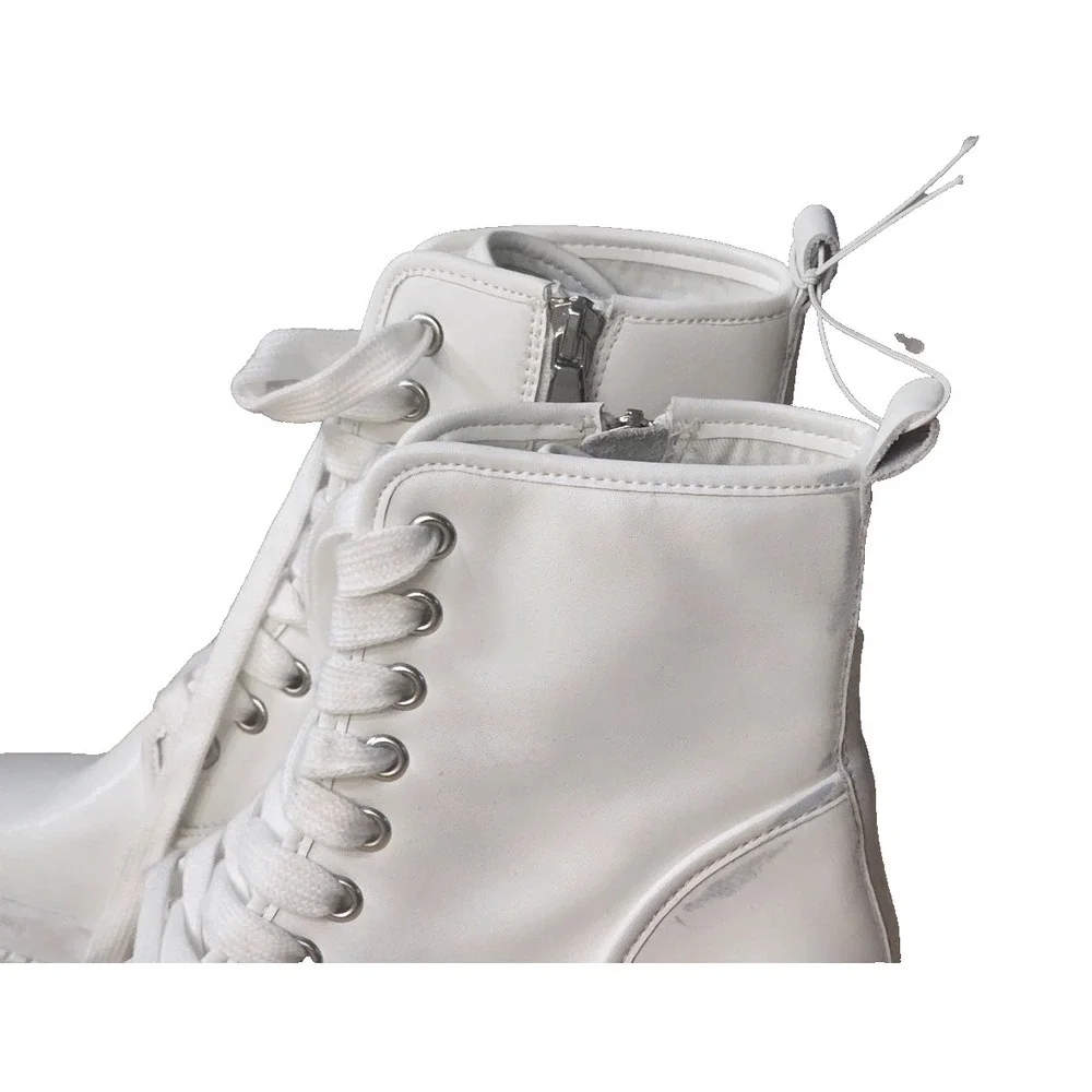Steve‎ Madden Women's Bloomed White BL000361 Leather Lace-Up Boots Size 7.5 - Picture 11 of 16